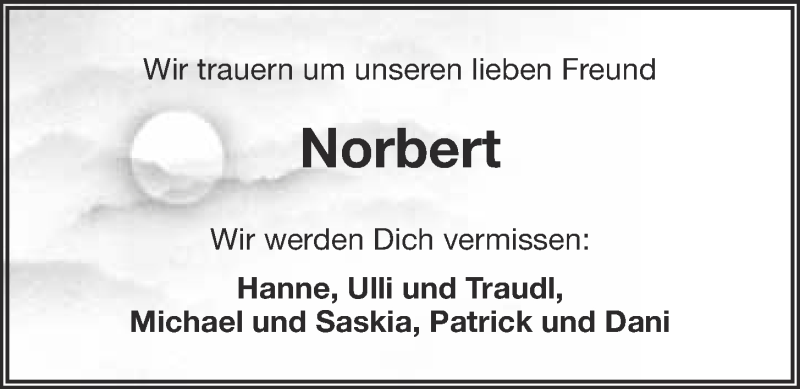 Traueranzeigen Von Norbert Grie Hammer Nordbayerischer Kurier