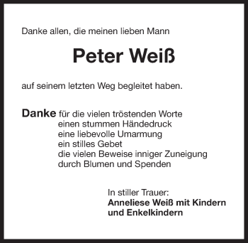 Traueranzeigen Von Peter Wei Nordbayerischer Kurier