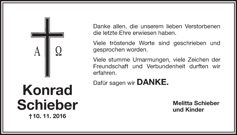 Traueranzeigen Von Konrad Schieber Nordbayerischer Kurier