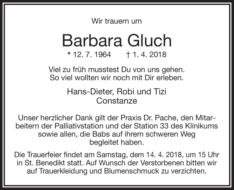 Traueranzeigen Von Barbara Gluch Nordbayerischer Kurier