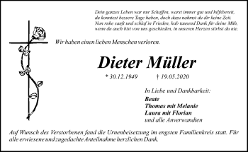 Anzeige von Dieter Müller von Nordbayerischer Kurier