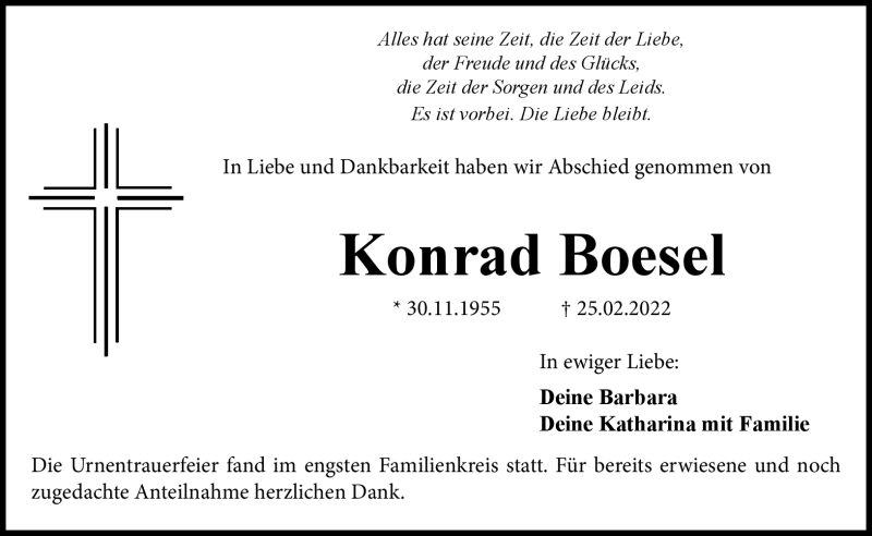 Traueranzeigen Von Konrad Boesel Nordbayerischer Kurier