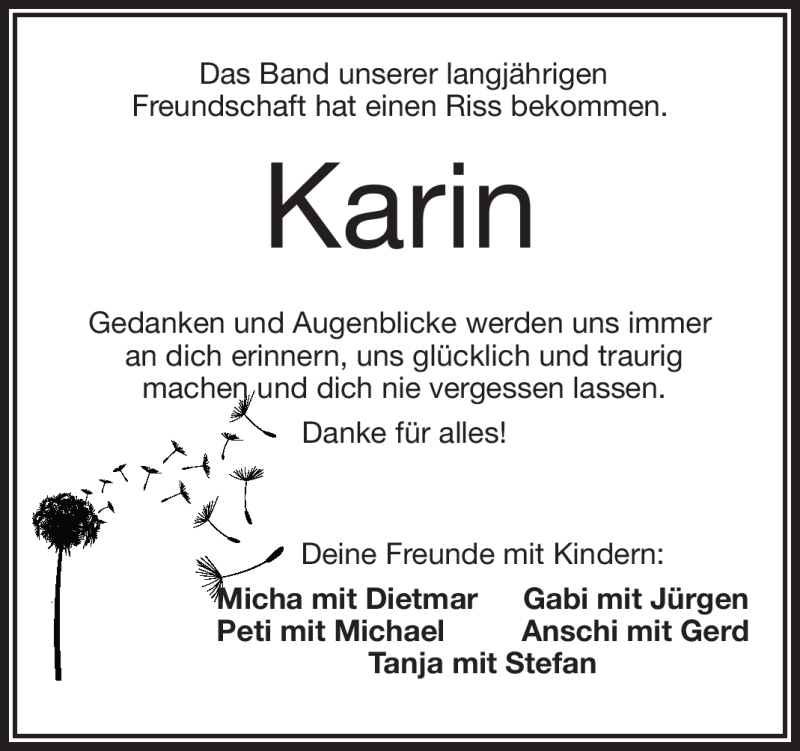 Traueranzeigen Von Karin Schuberth Nordbayerischer Kurier