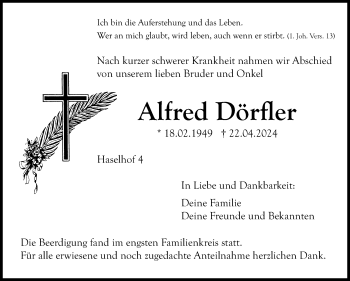 Anzeige von Alfred Dörfler von Nordbayerischer Kurier