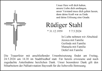 Anzeige von Rüdiger Stahl von Nordbayerischer Kurier