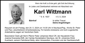 Anzeige von Karl Wittmann von Nordbayerischer Kurier