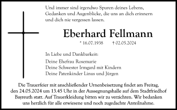Anzeige von Eberhard Fellmann von Nordbayerischer Kurier