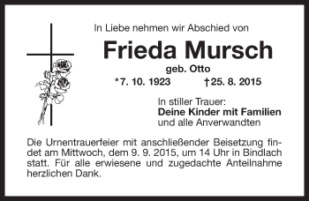 Anzeige von Frieda Mursch von Nordbayerischer Kurier