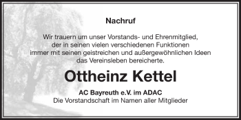 Anzeige von Ottheinz Kettel von Nordbayerischer Kurier