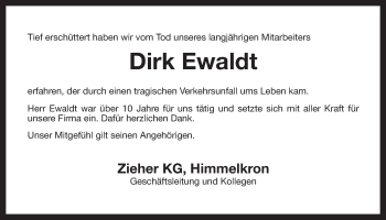 Anzeige von Dirk-Mathias Ewaldt von Nordbayerischer Kurier