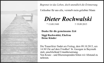 Anzeige von Dieter Rochwalski von Nordbayerischer Kurier