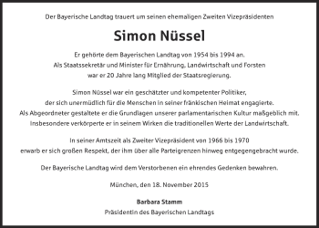Anzeige von Simon Nüssel von Nordbayerischer Kurier