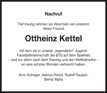 Anzeige von Ottheinz Kettel von Nordbayerischer Kurier