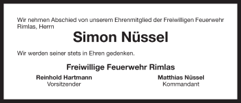 Anzeige von Simon Nüssel von Nordbayerischer Kurier