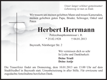 Anzeige von Herbert Herrmann von Nordbayerischer Kurier