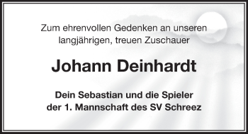 Anzeige von Johann Deinhardt von Nordbayerischer Kurier