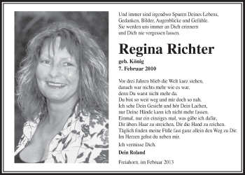 Anzeige von Regina Richter von Nordbayerischer Kurier