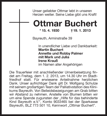 Anzeige von Ottmar Buchert von Nordbayerischer Kurier
