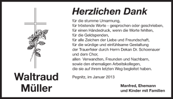 Anzeige von Waltraud Müller von Nordbayerischer Kurier