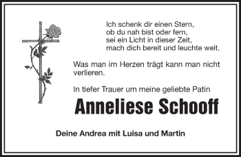 Anzeige von Anneliese Schooff von Nordbayerischer Kurier