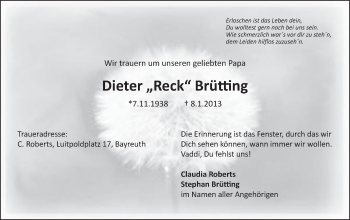 Anzeige von Dieter Brütting von Nordbayerischer Kurier
