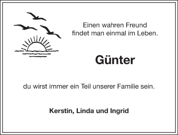 Anzeige von Günter Nicklas von Nordbayerischer Kurier