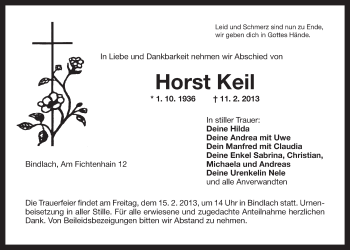 Anzeige von Horst Keil von Nordbayerischer Kurier