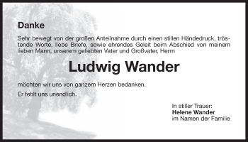 Anzeige von Ludwig Wander von Nordbayerischer Kurier