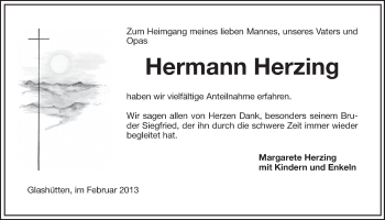 Anzeige von Hermann Herzing von Nordbayerischer Kurier