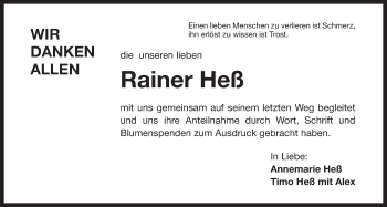 Anzeige von Rainer Heß von Nordbayerischer Kurier
