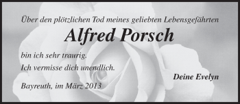 Anzeige von Alfred Porsch von Nordbayerischer Kurier