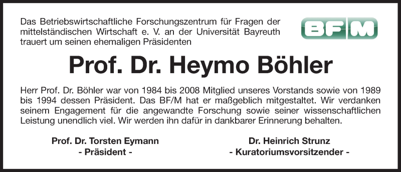  Traueranzeige für Heymo Alfred Böhler vom 18.04.2013 aus Nordbayerischer Kurier