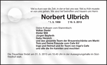 Anzeige von Norbert Ulbrich von Nordbayerischer Kurier