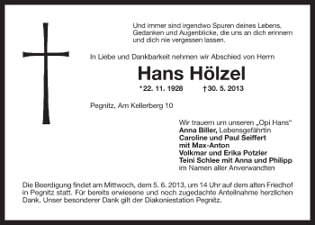 Anzeige von Hans Hölzel von Nordbayerischer Kurier