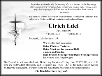 Anzeige von Ulrich Edel von Nordbayerischer Kurier
