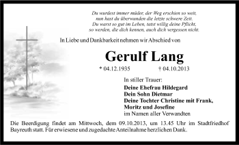 Anzeige von Gerulf Lang von Nordbayerischer Kurier
