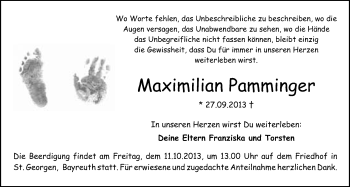Anzeige von Maximilian Pamminger von Nordbayerischer Kurier