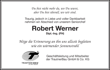 Anzeige von Robert Werner von Nordbayerischer Kurier