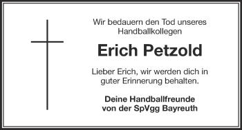 Anzeige von Erich Petzold von Nordbayerischer Kurier