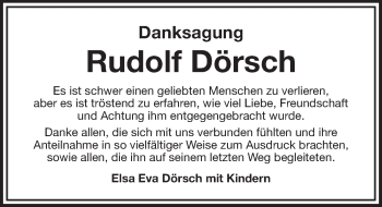 Anzeige von Rudolf Dörsch von Nordbayerischer Kurier