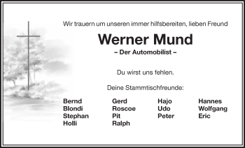 Anzeige von Werner Mund von Nordbayerischer Kurier