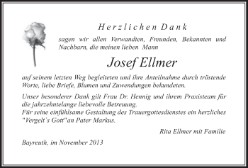 Anzeige von Josef Ellmer von Nordbayerischer Kurier