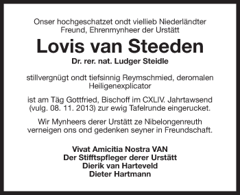 Anzeige von Ludger Steidle von Nordbayerischer Kurier