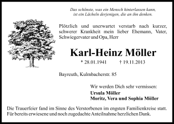 Anzeige von Karl-Heinz Möller von Nordbayerischer Kurier