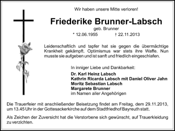 Anzeige von Friederike Brunner-Labsch von Nordbayerischer Kurier