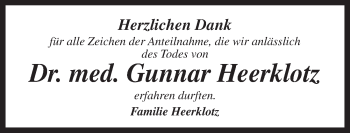 Anzeige von Gunnar Heerklotz von Nordbayerischer Kurier