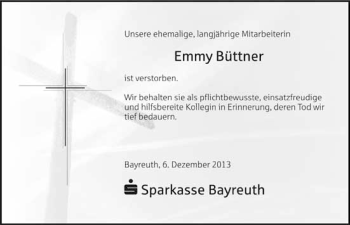 Anzeige von Emmy Büttner von Nordbayerischer Kurier