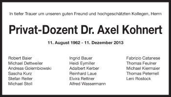 Anzeige von Axel Kohnert von Nordbayerischer Kurier