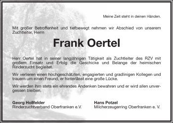 Anzeige von Frank Oertel von Nordbayerischer Kurier