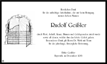 Anzeige von Rudolf Geißler von Nordbayerischer Kurier